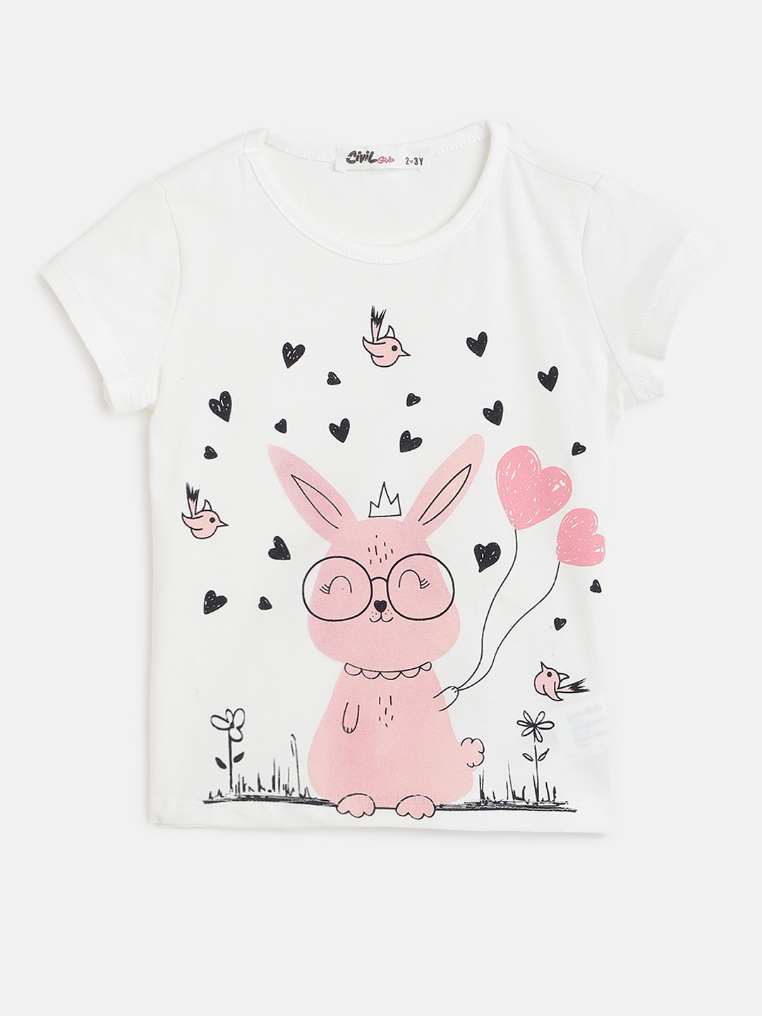 

Civil Girls White & Pink Graphic Print T-shirt