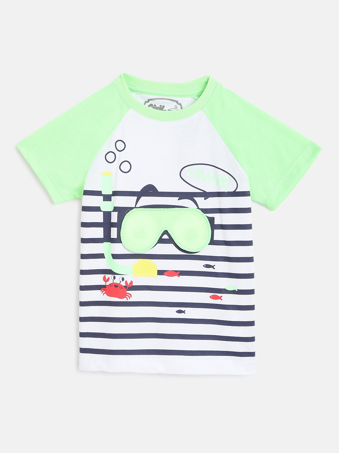 

Civil Boys Green & Navy Blue Pure Cotton Striped T-shirt