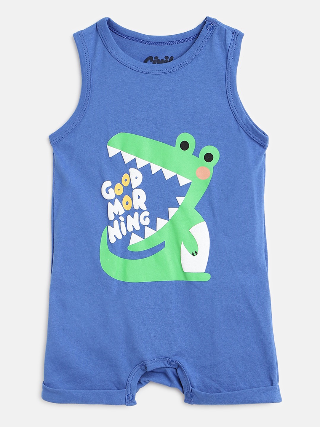 

Civil Infant Boys Blue & Green Crocodile Print Pure Cotton Rompers