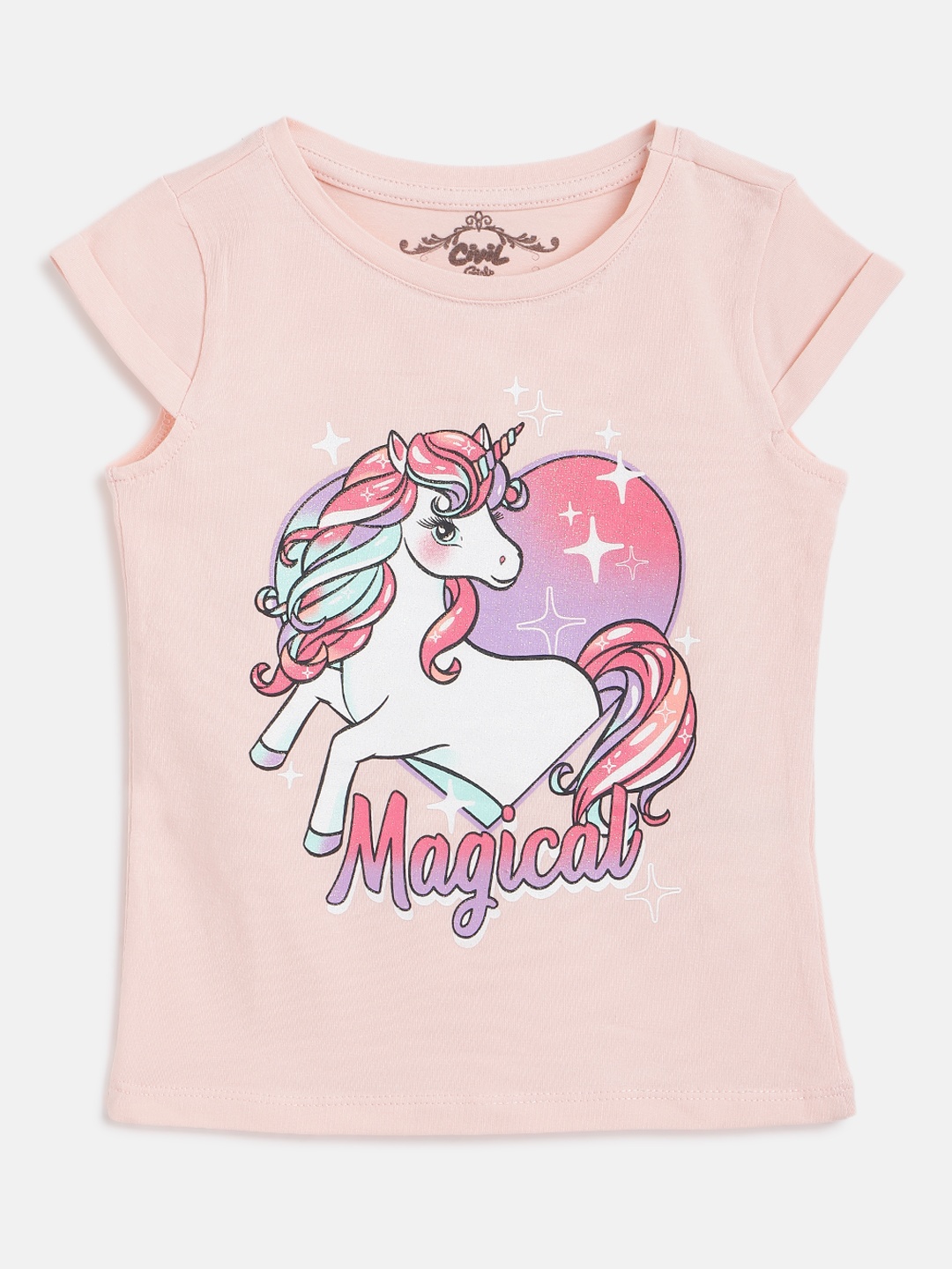 

Civil Girls Pink & Lavender Unicorn Print T-shirt