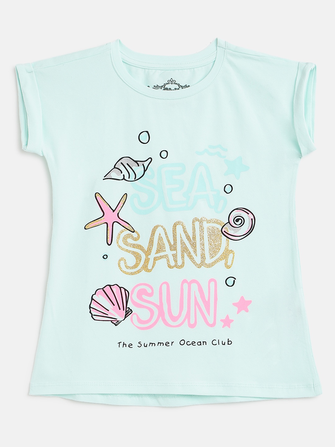 

Civil Girls Sea Green Printed T-shirt