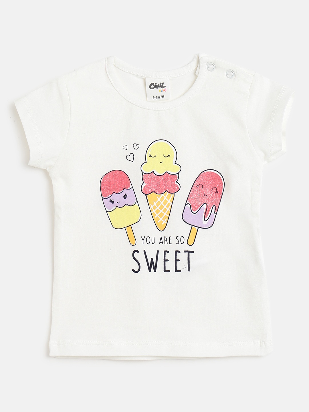 

Civil Girls White & Yellow Printed T-shirt