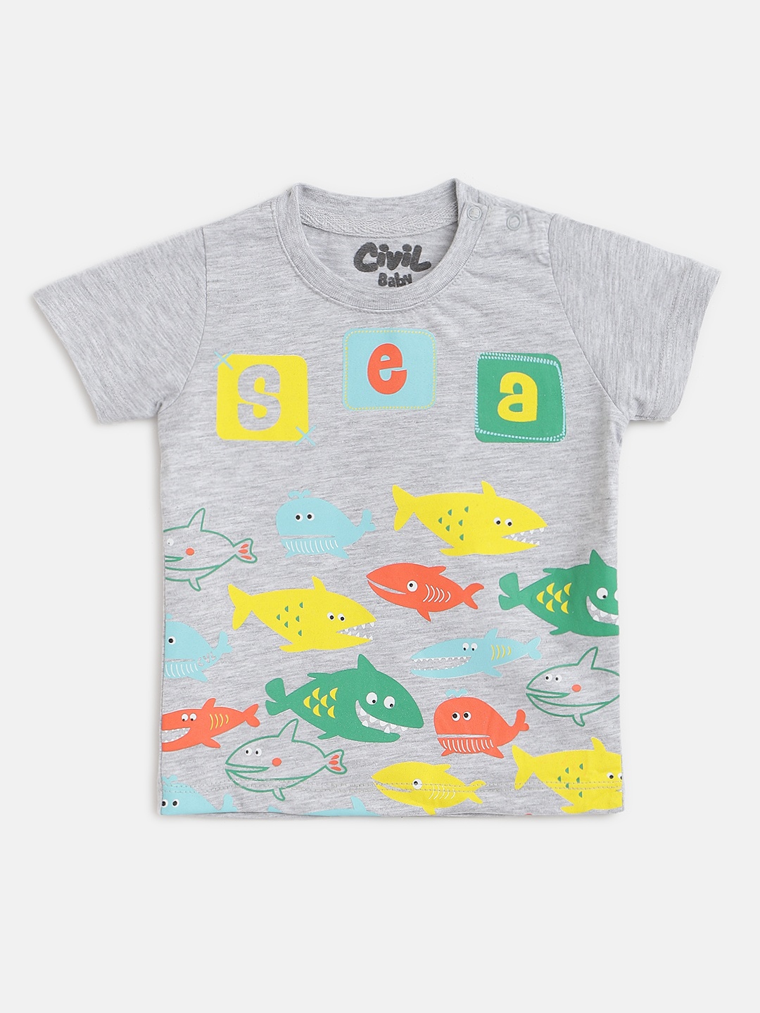

Civil Boys Grey & Yellow Graphic Print T-shirt