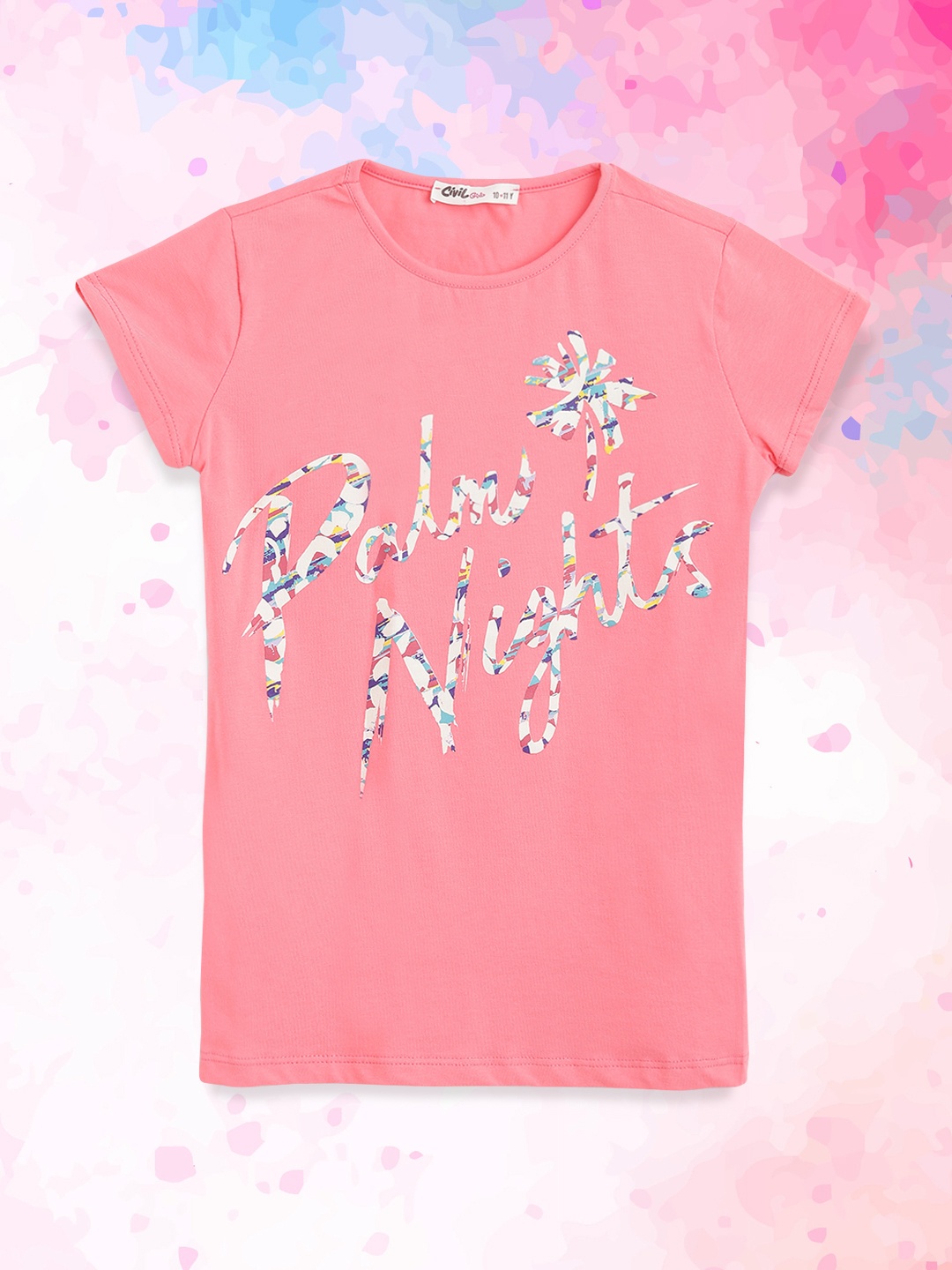 

Civil Girls Pink & White Typography Printed T-shirt
