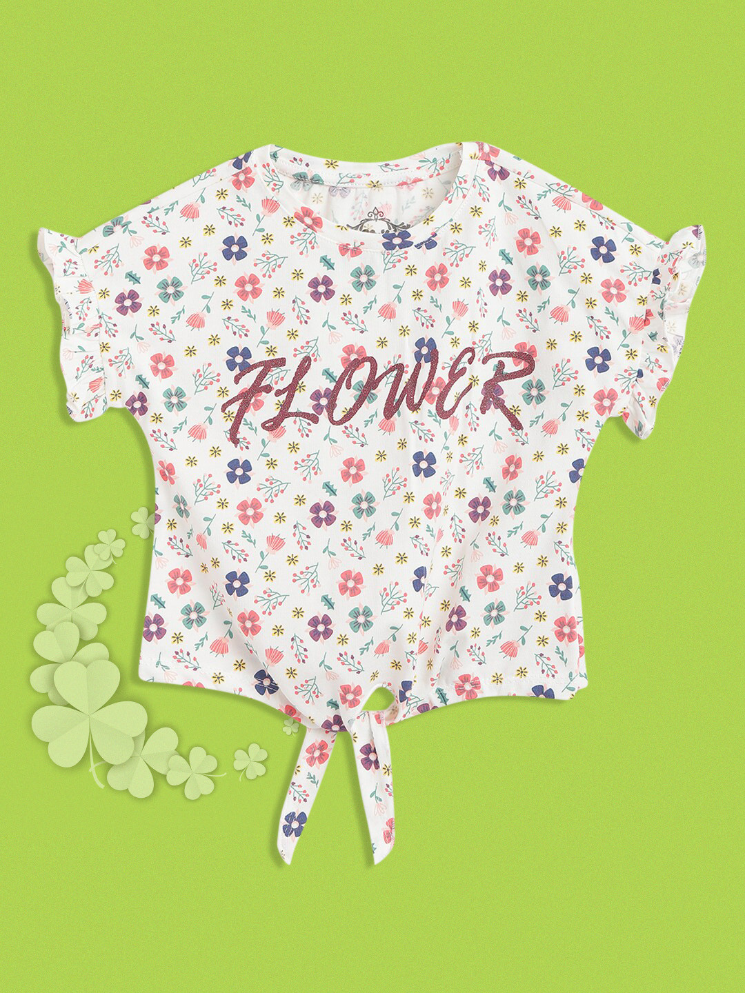 

Civil White & Pink Floral Print Extended Sleeves Top