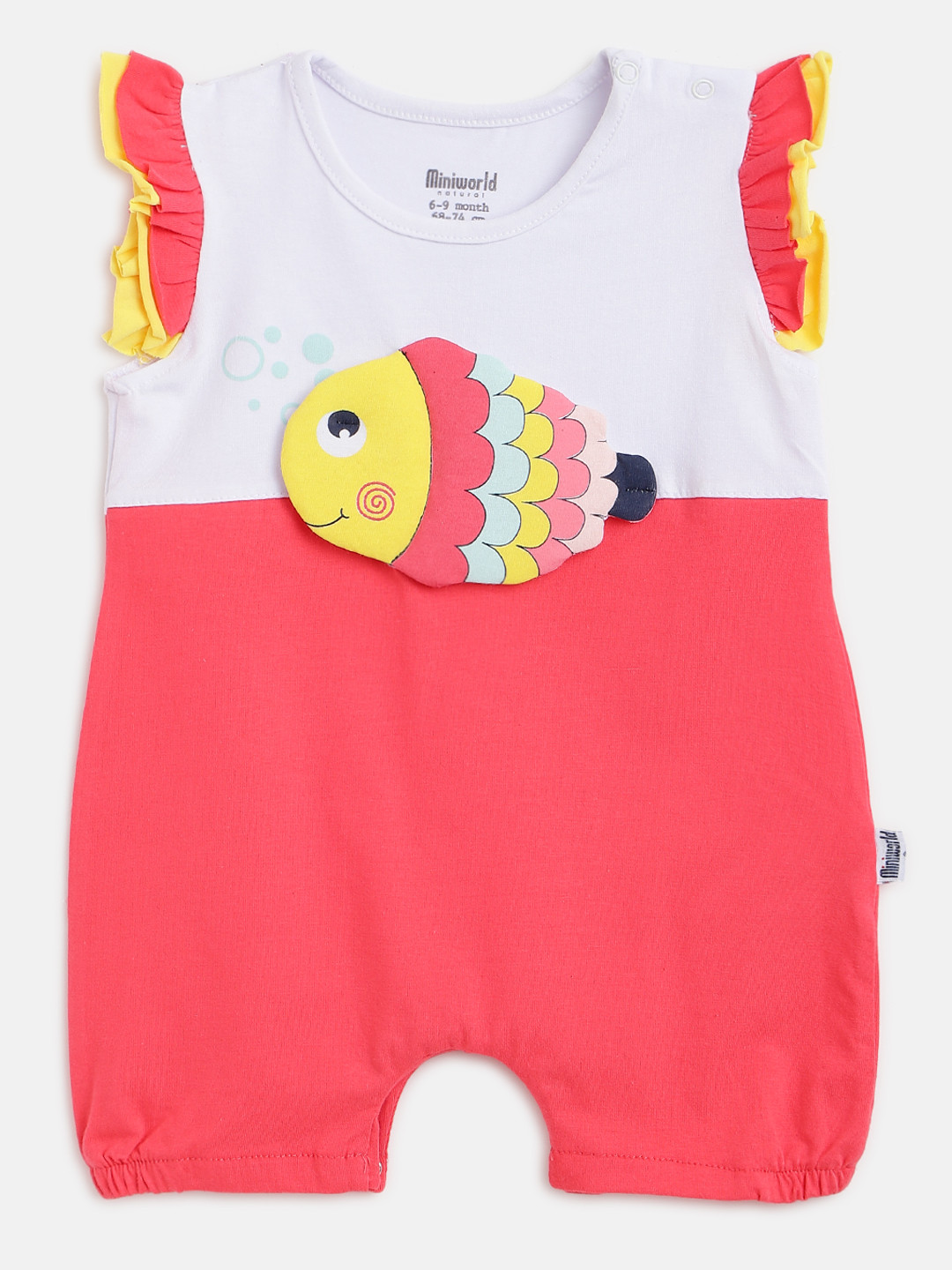

Civil Infant Girls Pink & White Graphic Print Rompers with Applique Detail