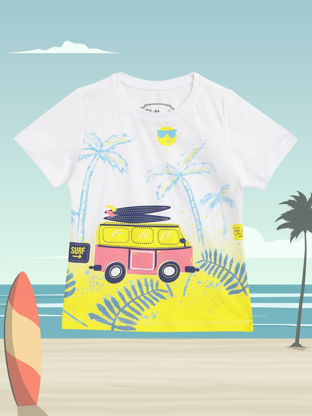 

Civil Boys White & Yellow Pure Cotton Graphic Print T-shirt