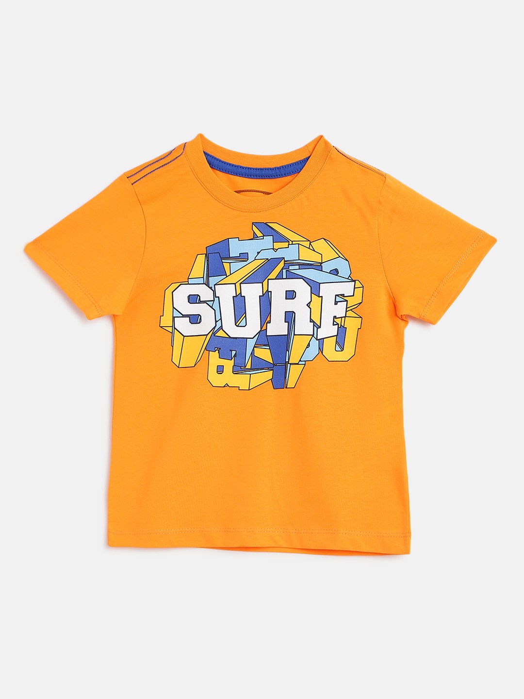 

Civil Boys Orange & White Pure Cotton Typography Printed T-shirt