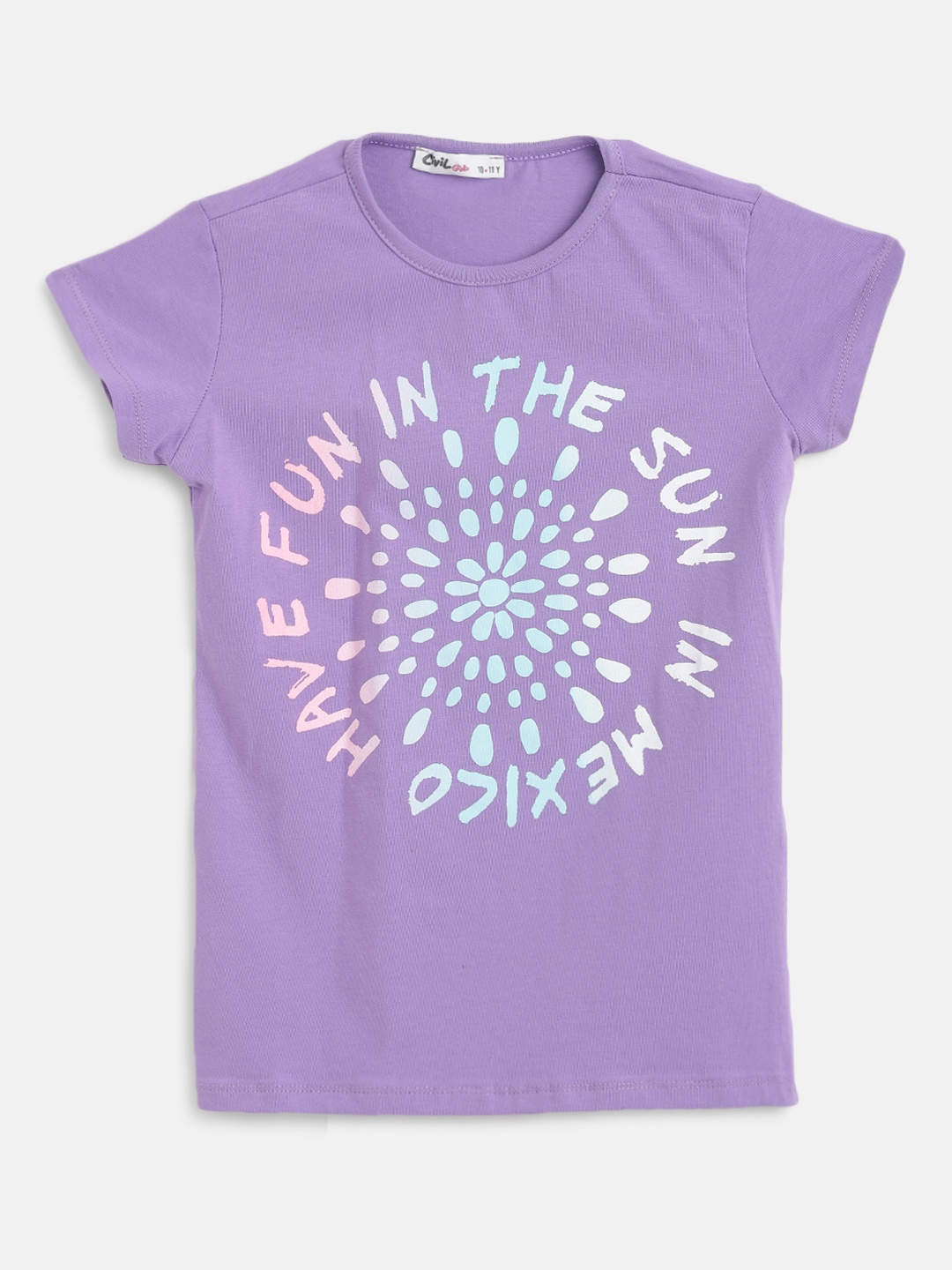 

Civil Girls Purple & White Graphic Printed T-shirt