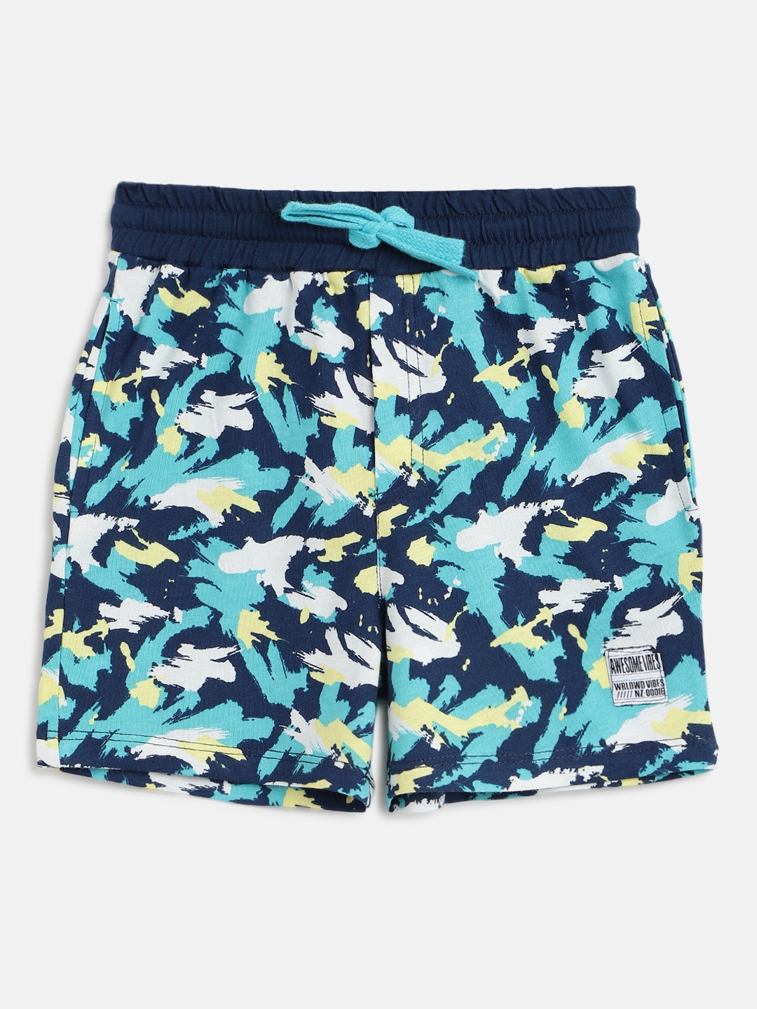 

Civil Boys Blue & White Pure Cotton Camouflage Printed Shorts