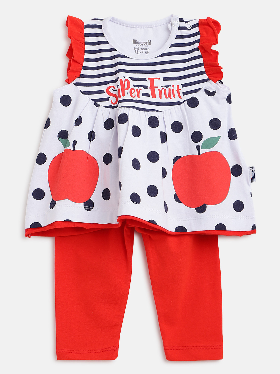 

Civil Girls White & Red Printed Top with Trousers