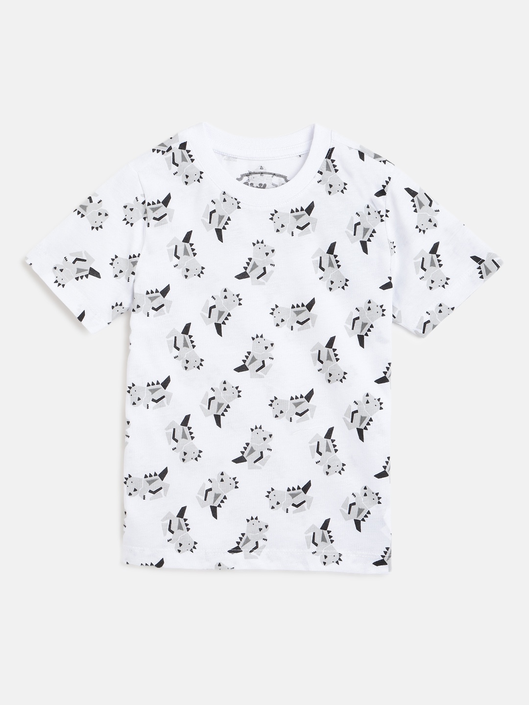

Civil Boys White & Grey Pure Cotton Graphic Printed T-shirt
