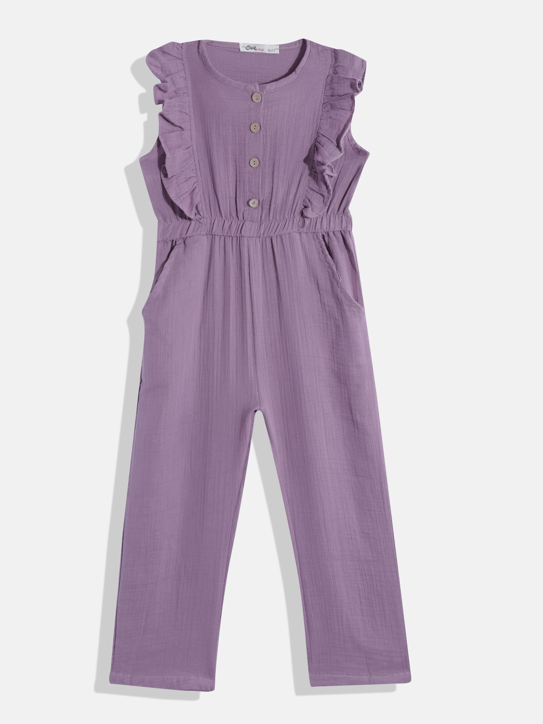 

Civil Girls Lilac Solid Pure Cotton Jumpsuit, Lavender