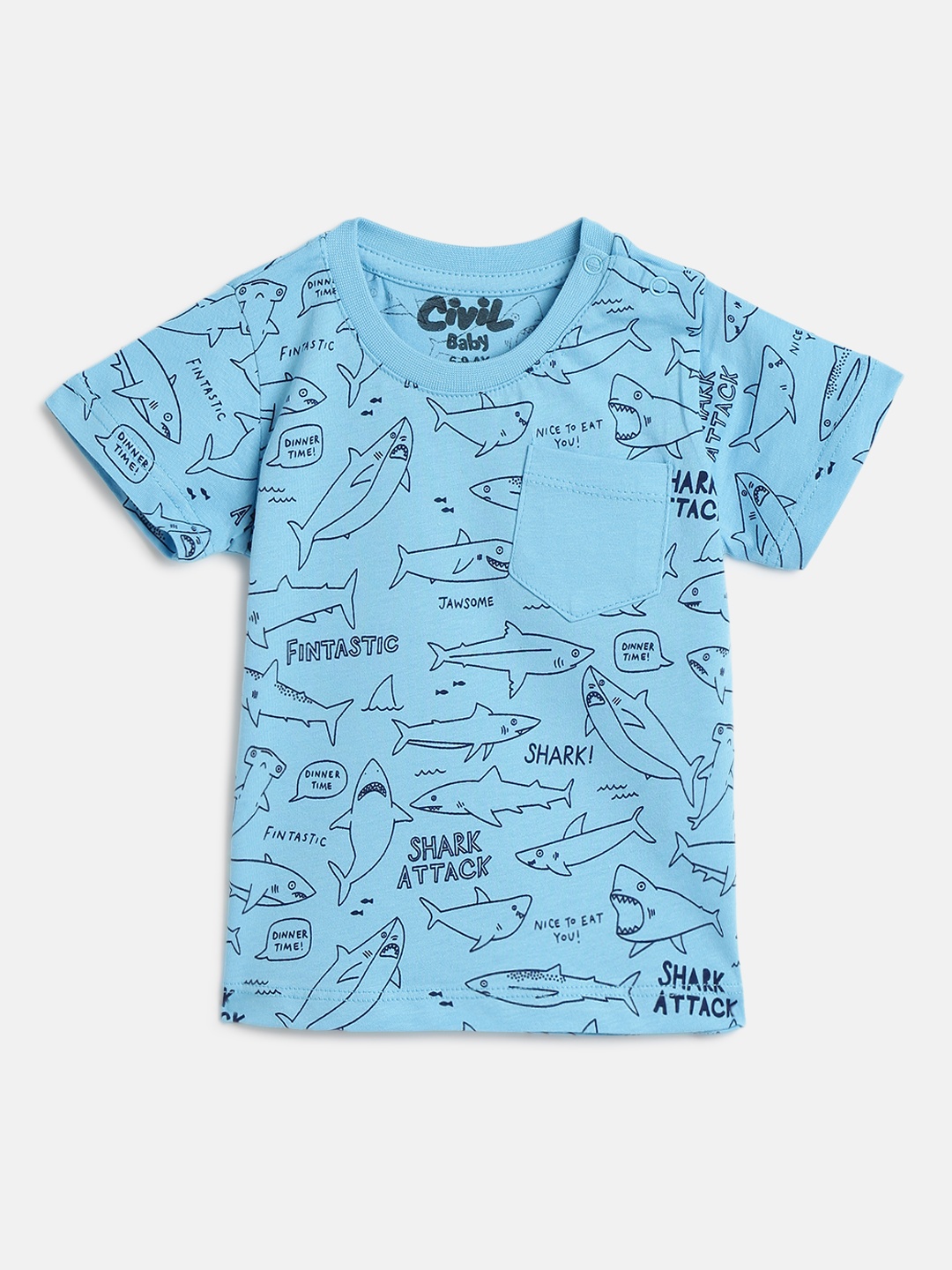 

Civil Boys Turquoise Blue Pure Cotton Graphic Print T-shirt