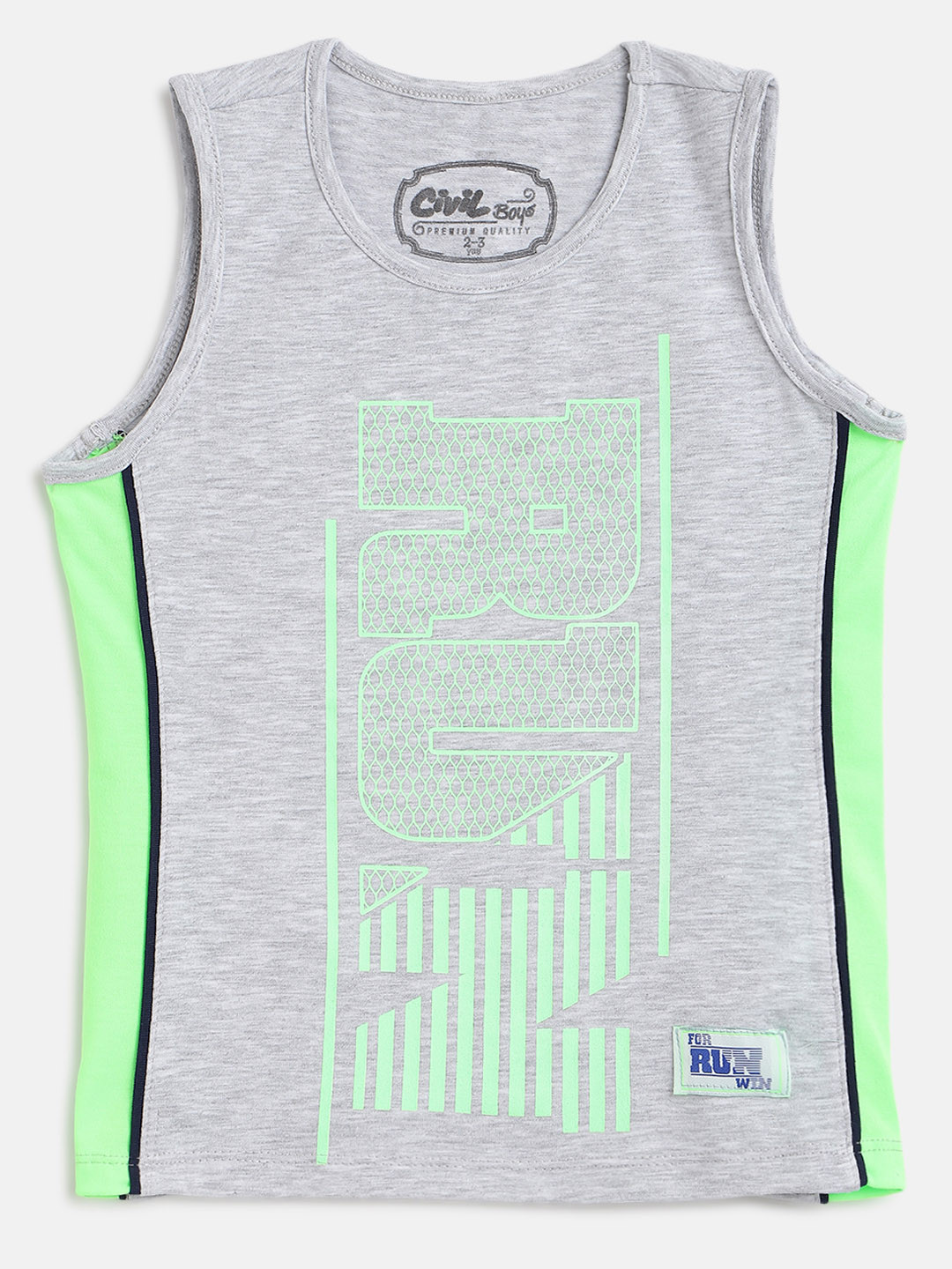 

Civil Boys Green & Grey Typography Printed T-shirt