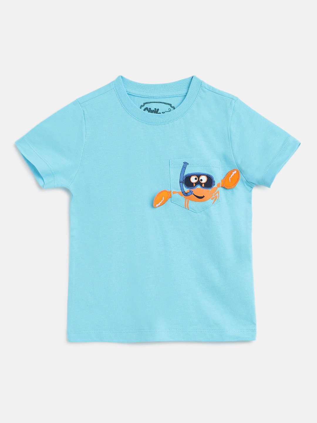 

Civil Boys Turquoise Blue & Orange Pure Cotton Graphic Print T-shirt