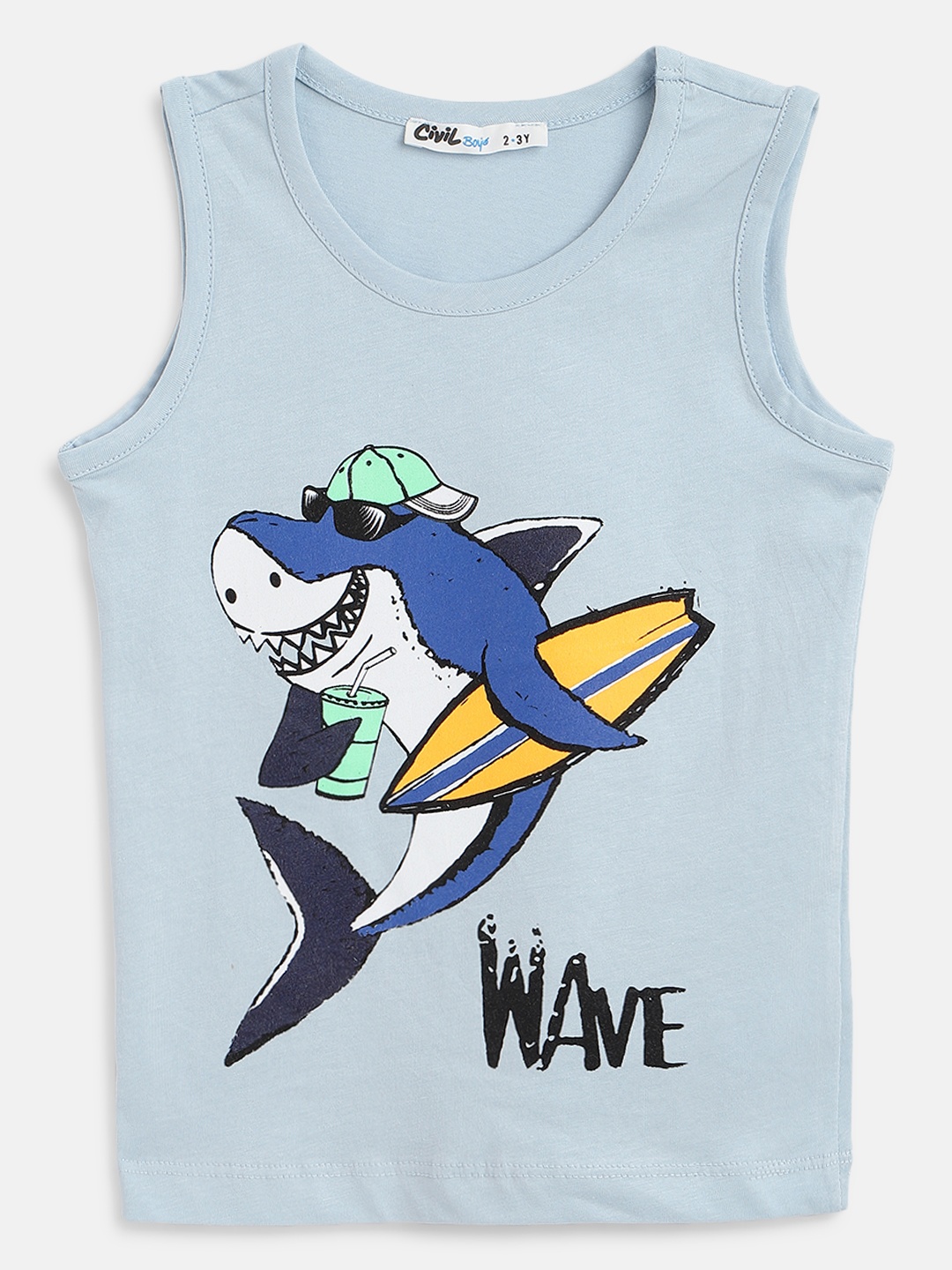 

Civil Boys Blue & Black Pure Cotton Graphic Print T-shirt
