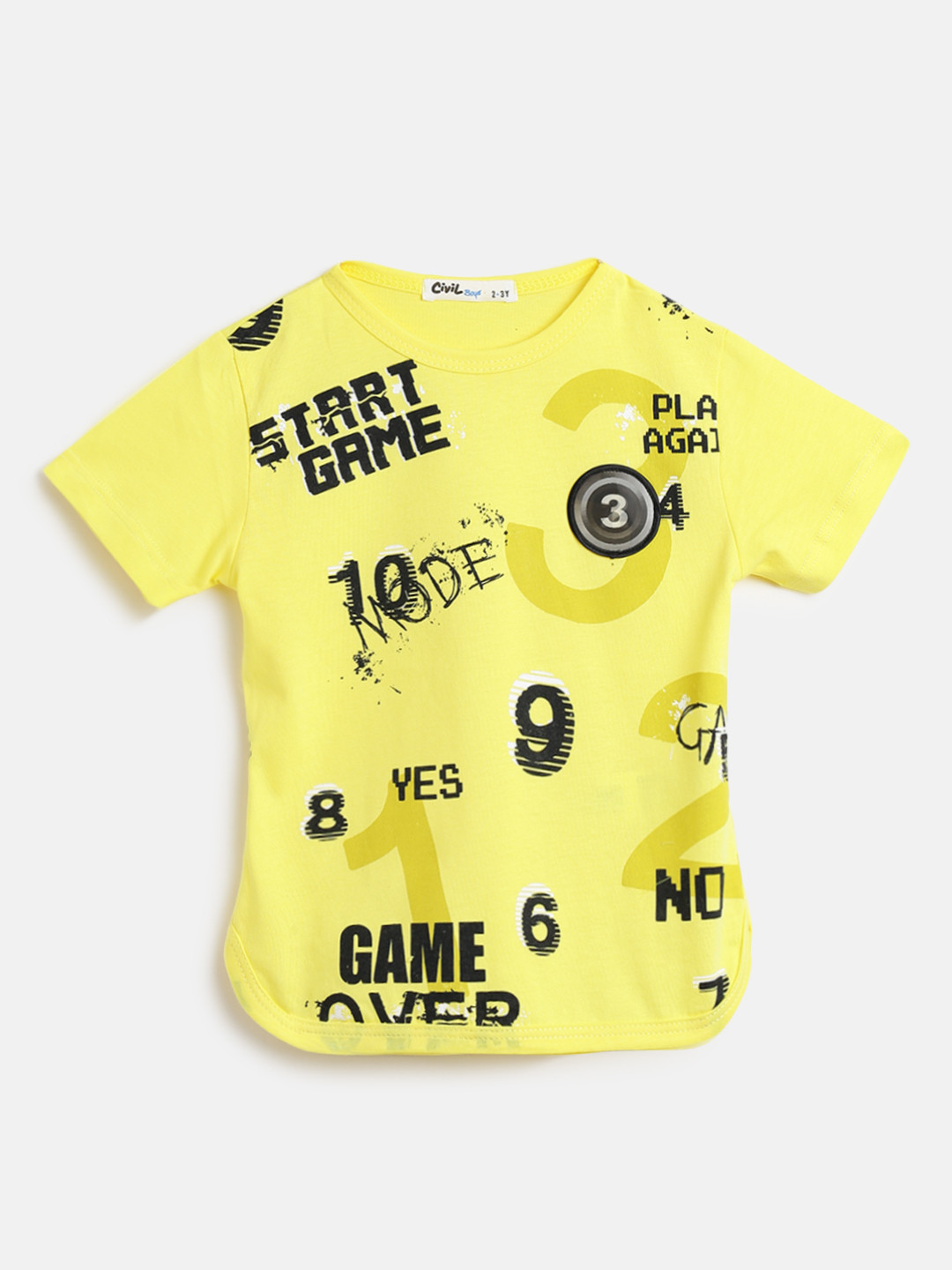 

Civil Boys Yellow & Black Pure Cotton Graphic Print T-shirt