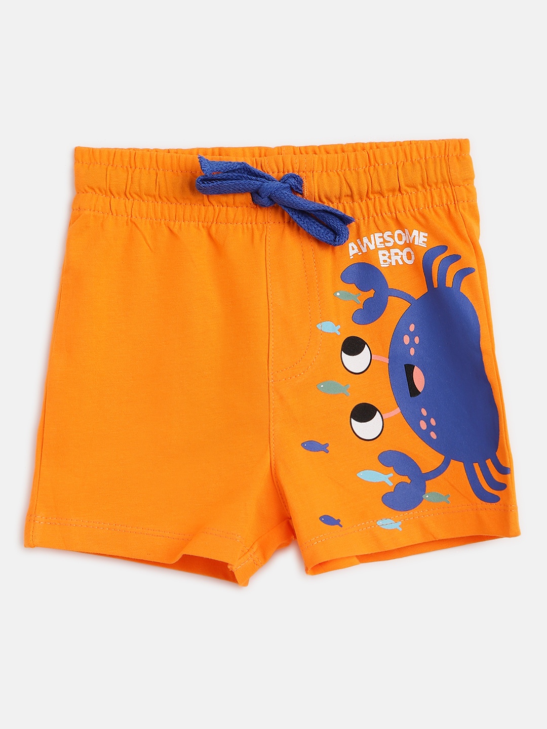 

Civil Boys Orange & Blue Conversational Print Pure Cotton Shorts