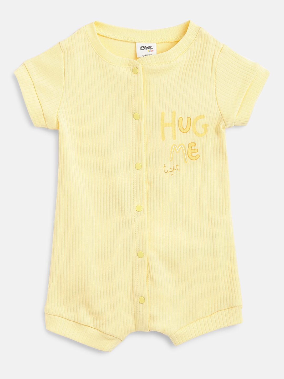 

Civil Infant Girls Yellow Self-Striped Pure Cotton Rompers