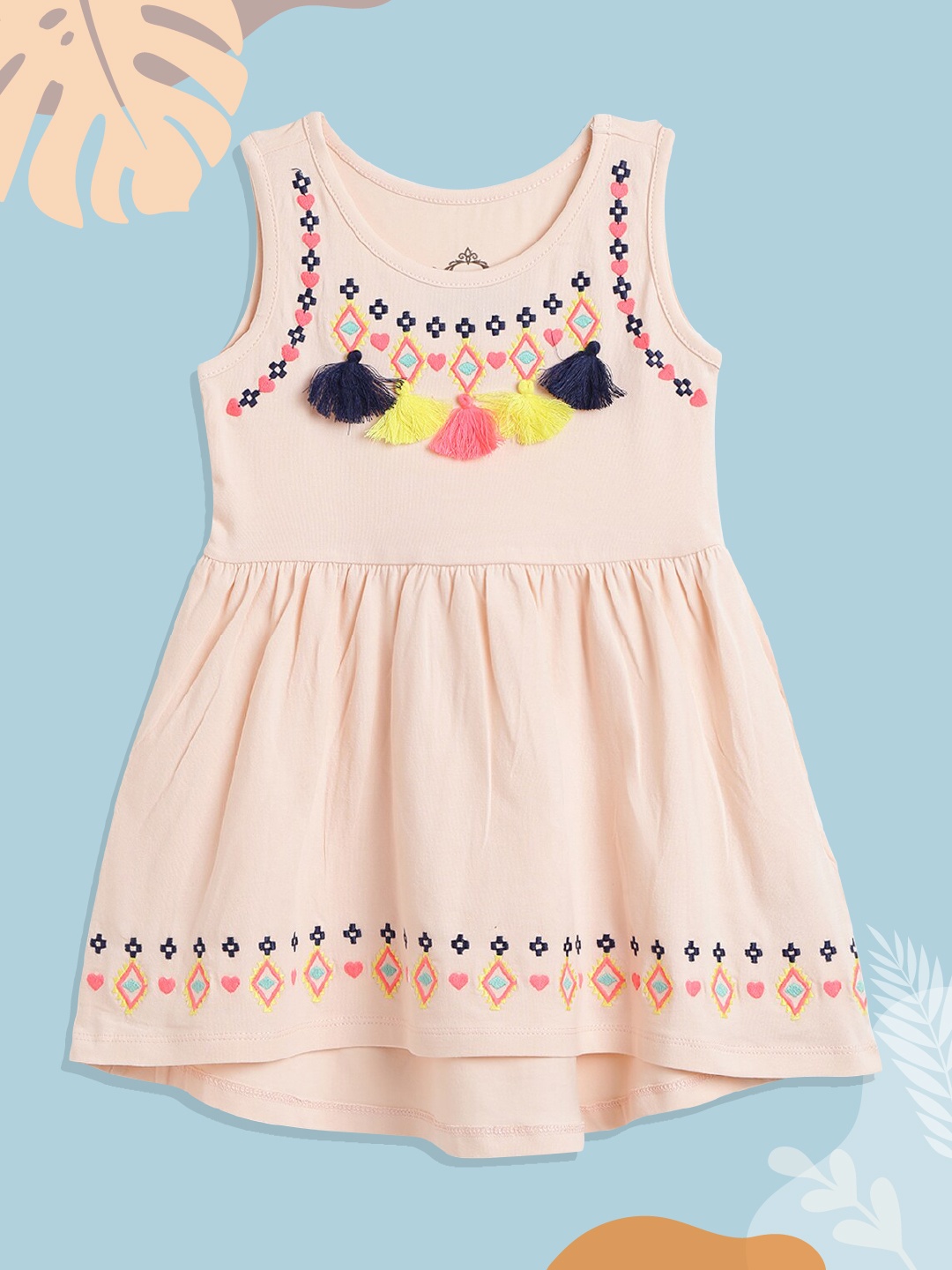 

Civil Pink & Black Embroidered A-Line Dress