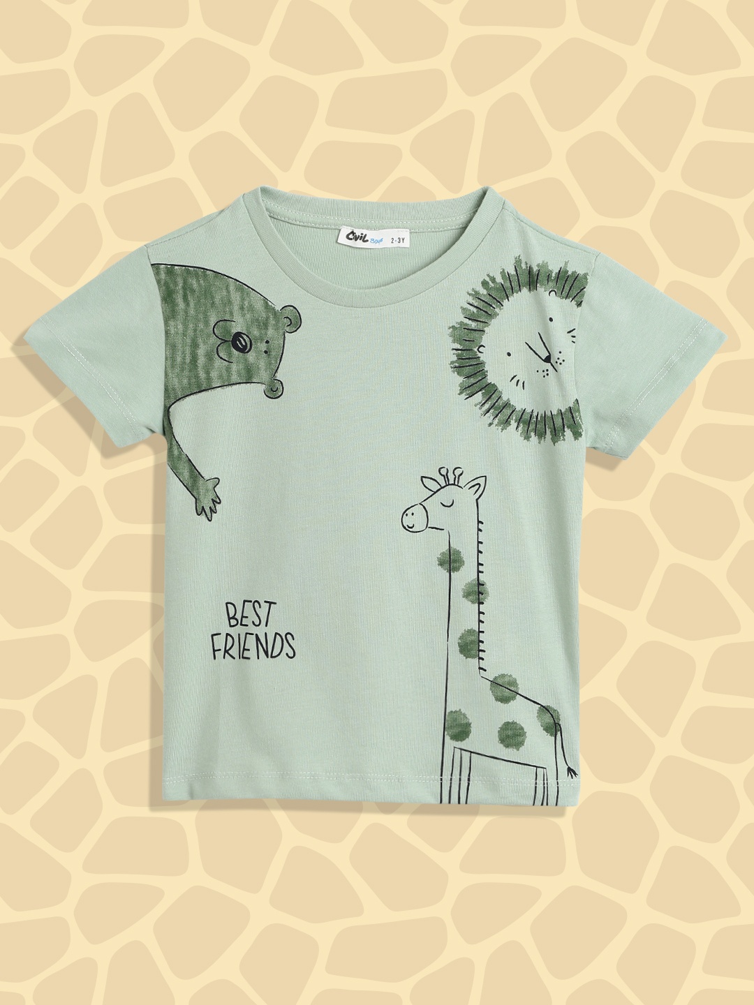 

Civil Boys Green & Black Pure Cotton Graphic Print T-shirt