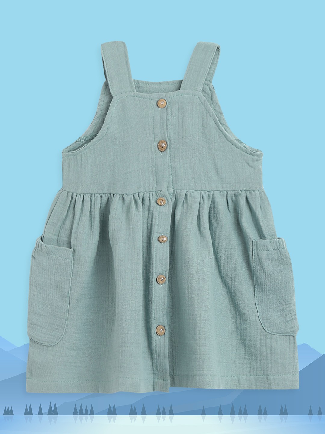 

Civil Girls Green Solid Pure Cotton A-Line Dress
