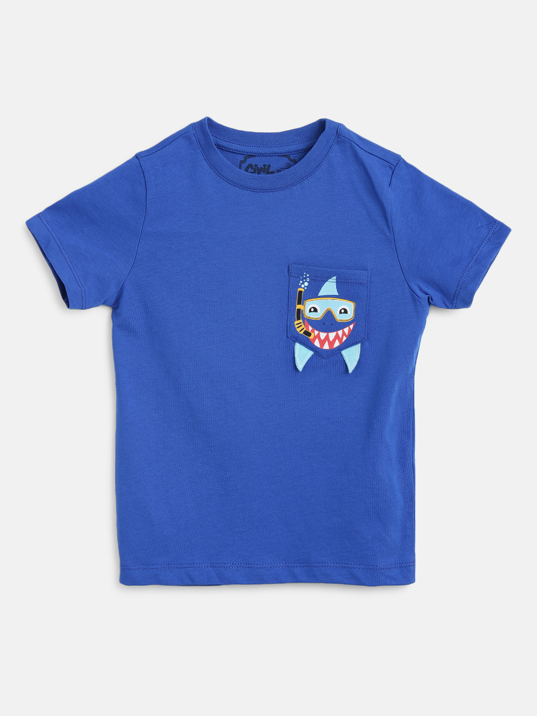 

Civil Boys Blue Printed Detail Pure Cotton Applique T-shirt