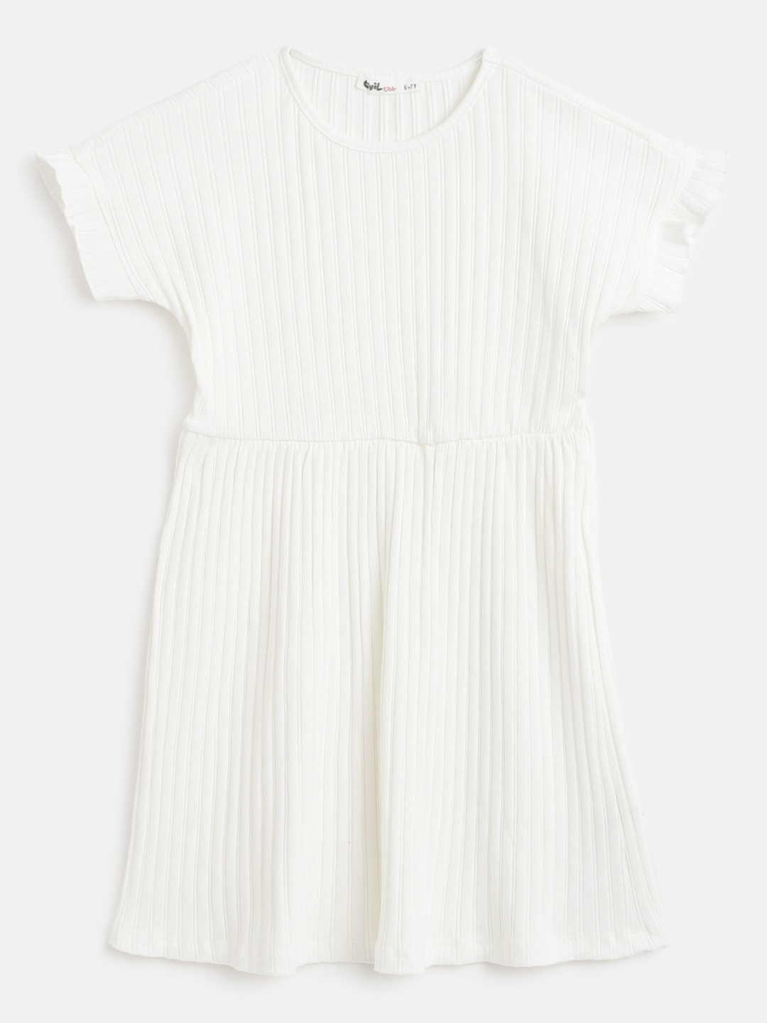 

Civil Girls White Self Striped A-Line Dress