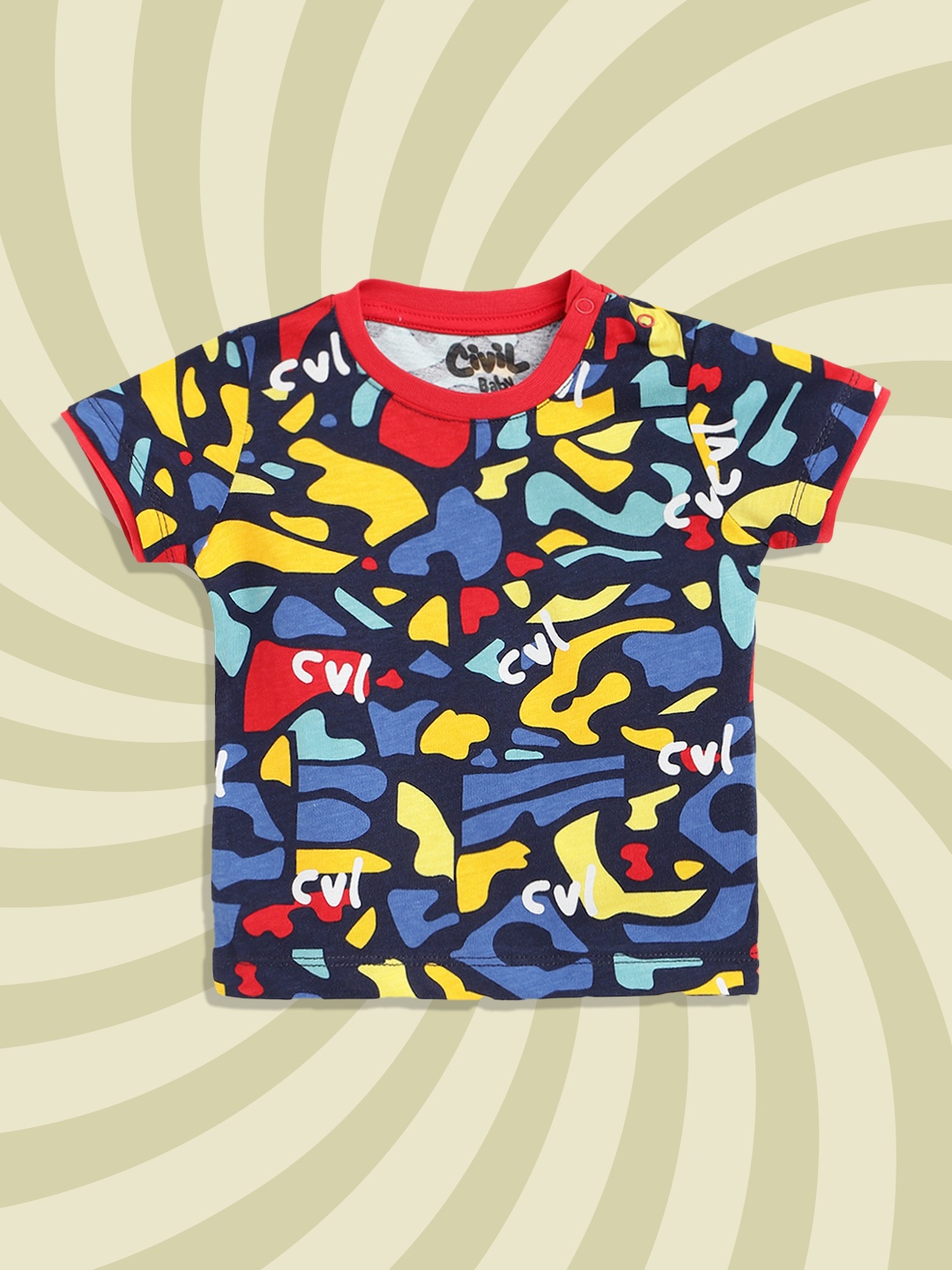 

Civil Boys Navy Blue & Yellow Printed T-shirt
