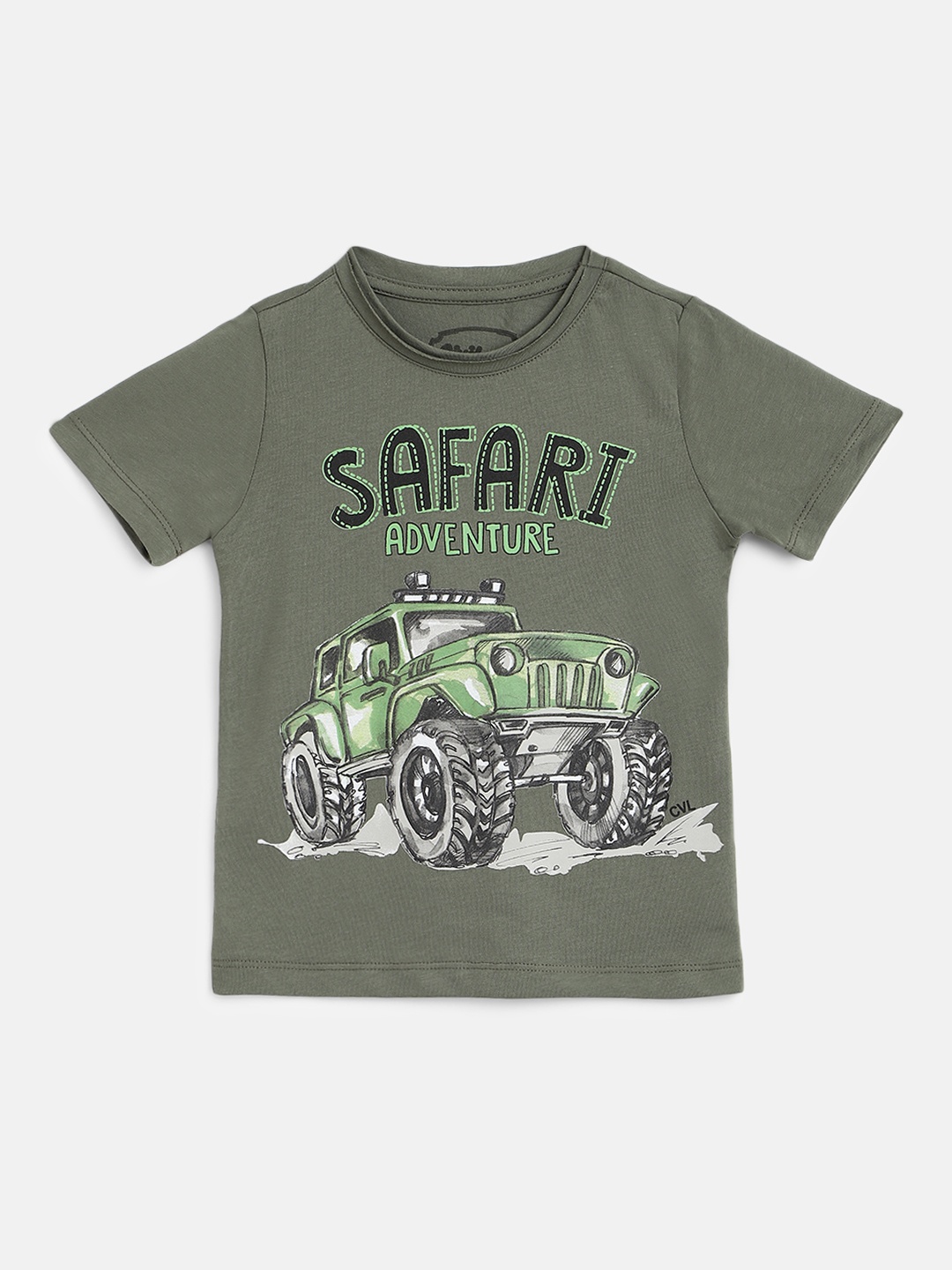 

Civil Boys Olive Green Printed Pure Cotton T-shirt