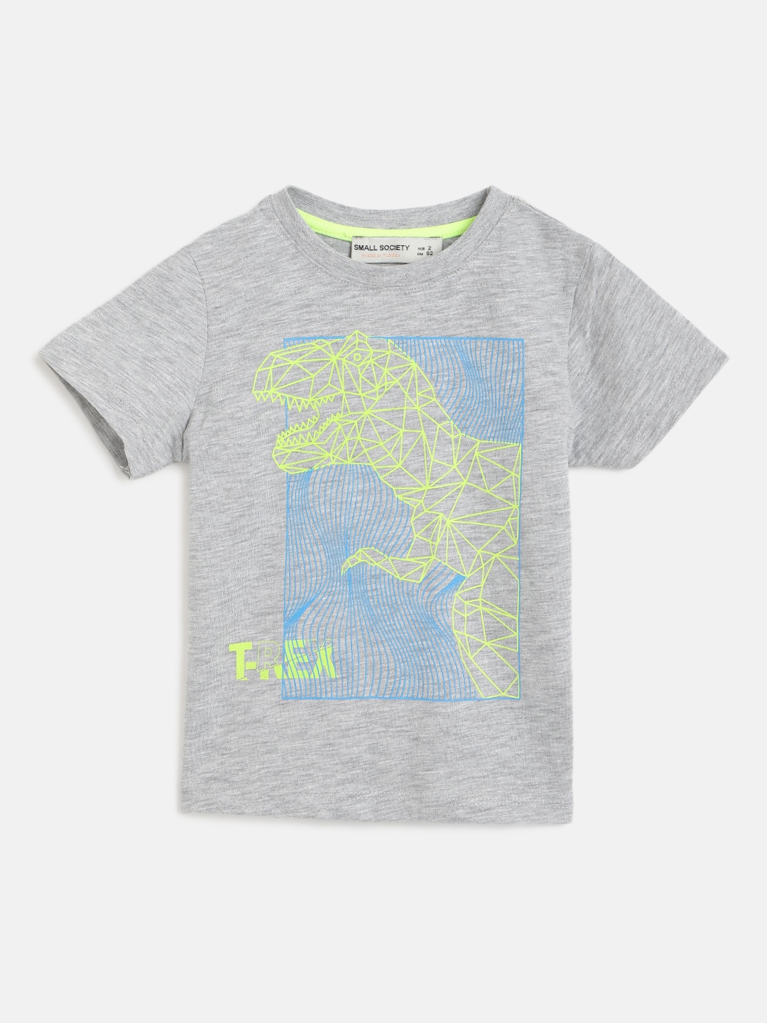 

Civil Boys Grey & Green Pure Cotton Graphic Printed T-shirt