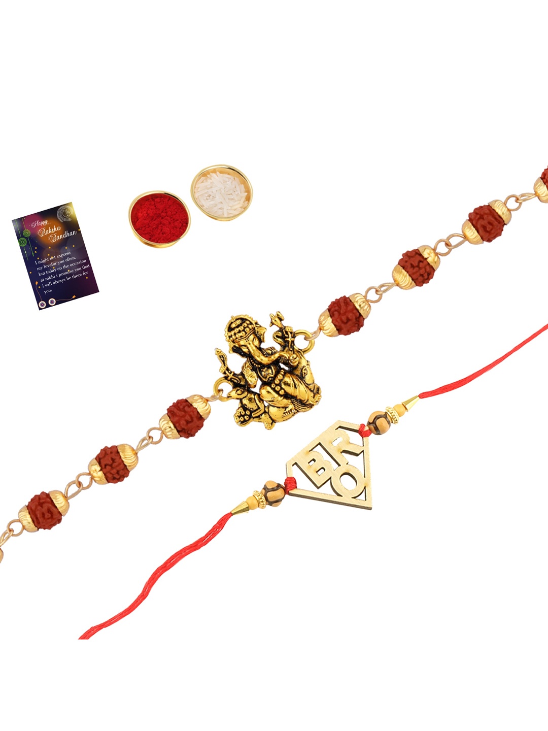

Silver Shine Set of 2 Multicoloured Rakhi with Roli Chawal, Multi