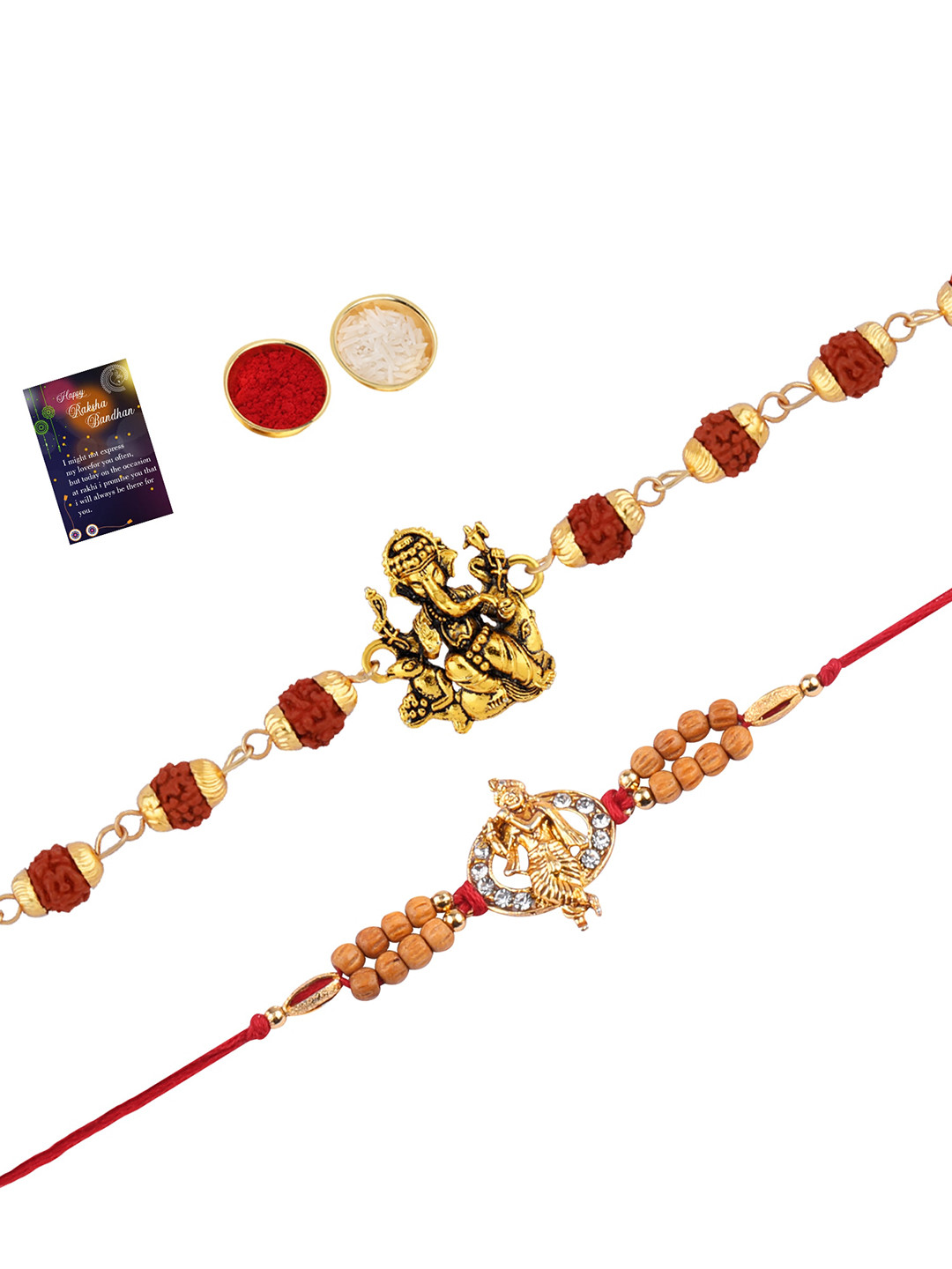 

Silver Shine Men Set Of 2 Rakhis, Red