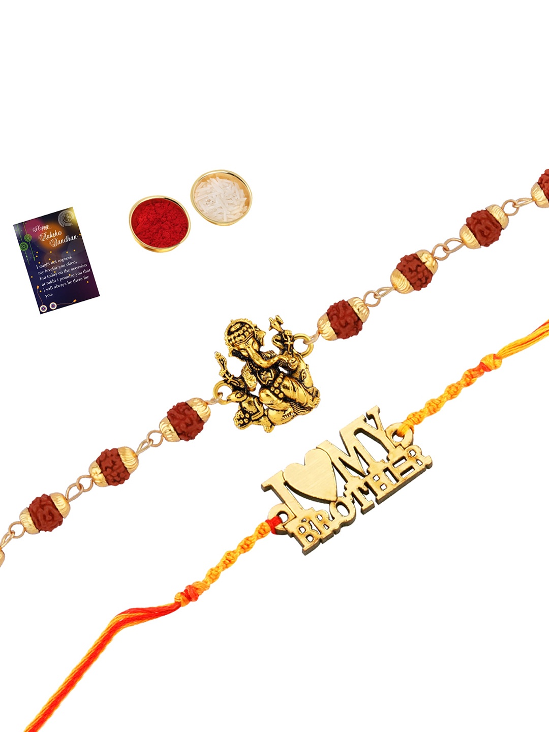 

Silver Shine Multicolored Set of 2 Rakhi Combo, Multi
