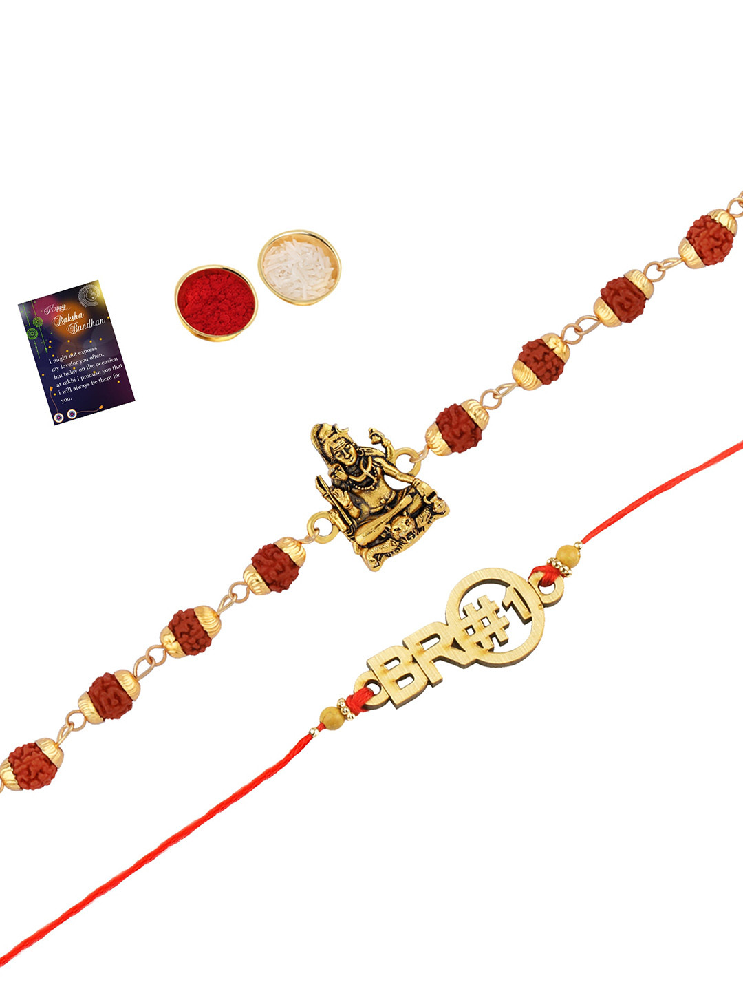

Silver Shine Red 2 Rakhi With Roli Chawal Greeting Card