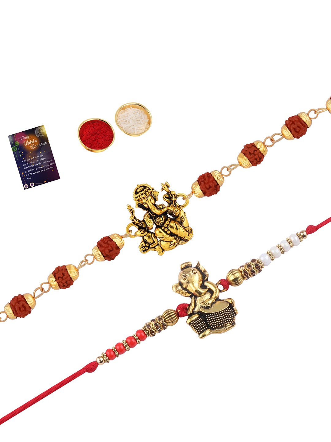 

Silver Shine Men Set Of 2 Rakhis, Red