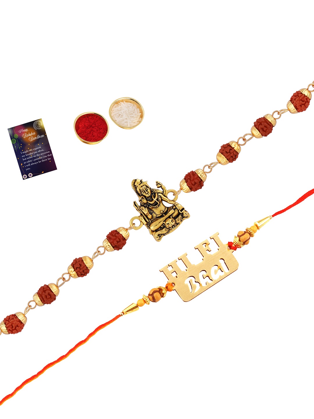 

Silver Shine Men Set Of 2 Rakhis, Red