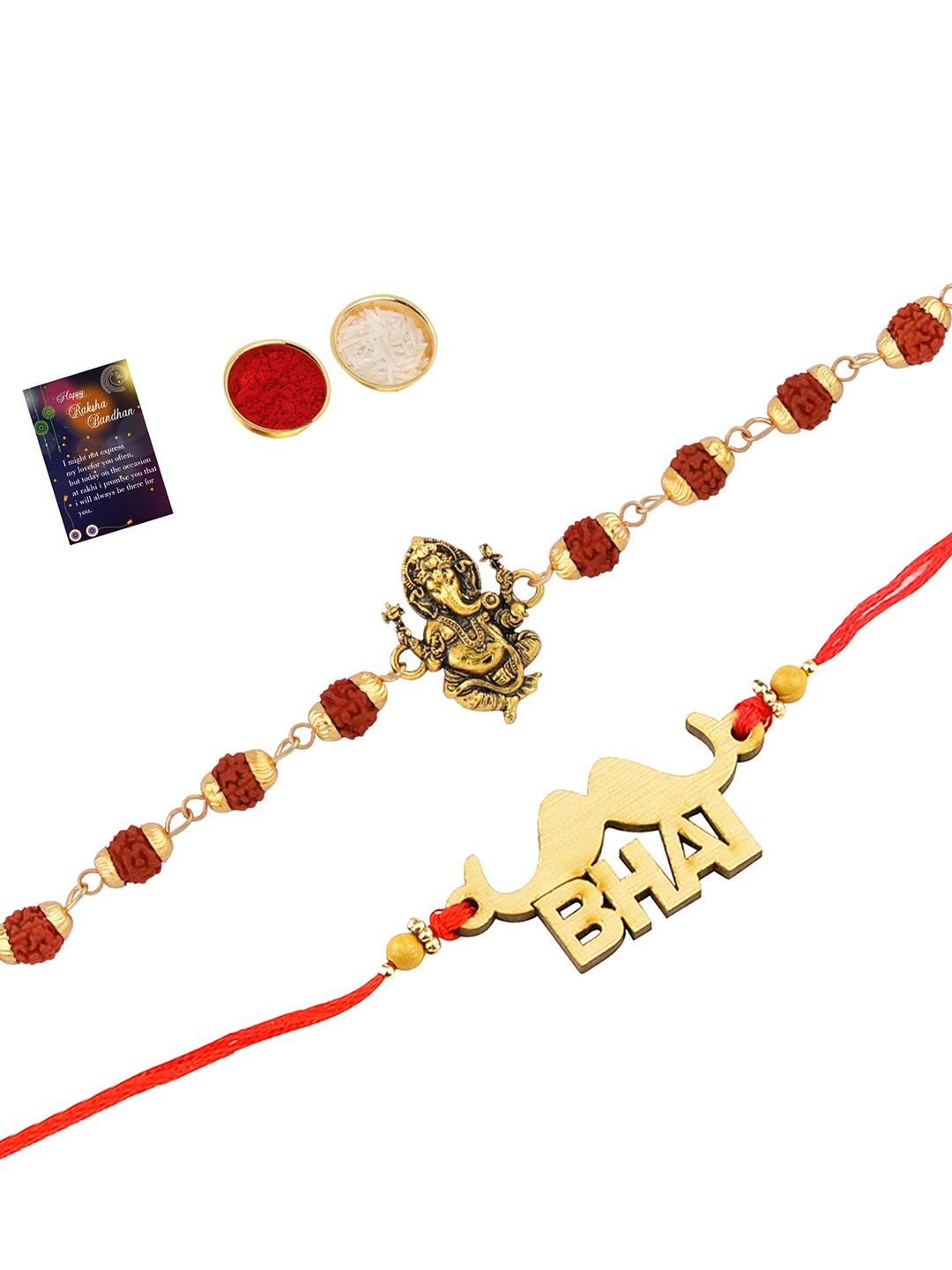 

Silver Shine Men Set Of 2 Rakhis, Red