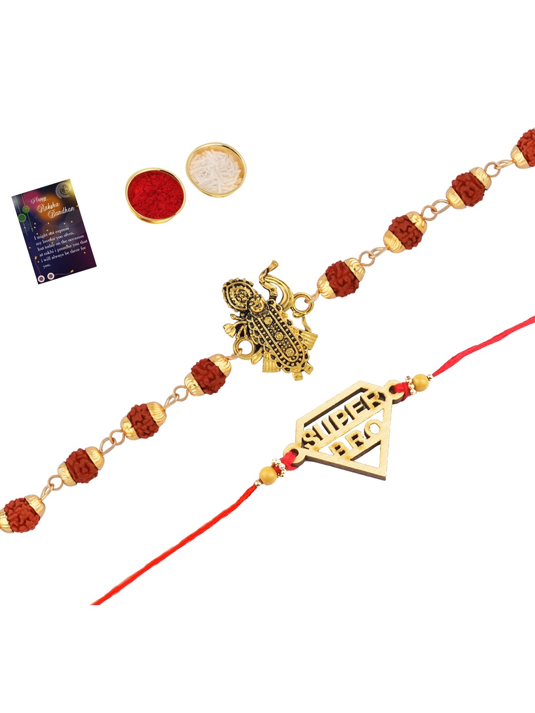 

Silver Shine Set of 2 Multicoloured Rakhi with Roli Chawal, Multi