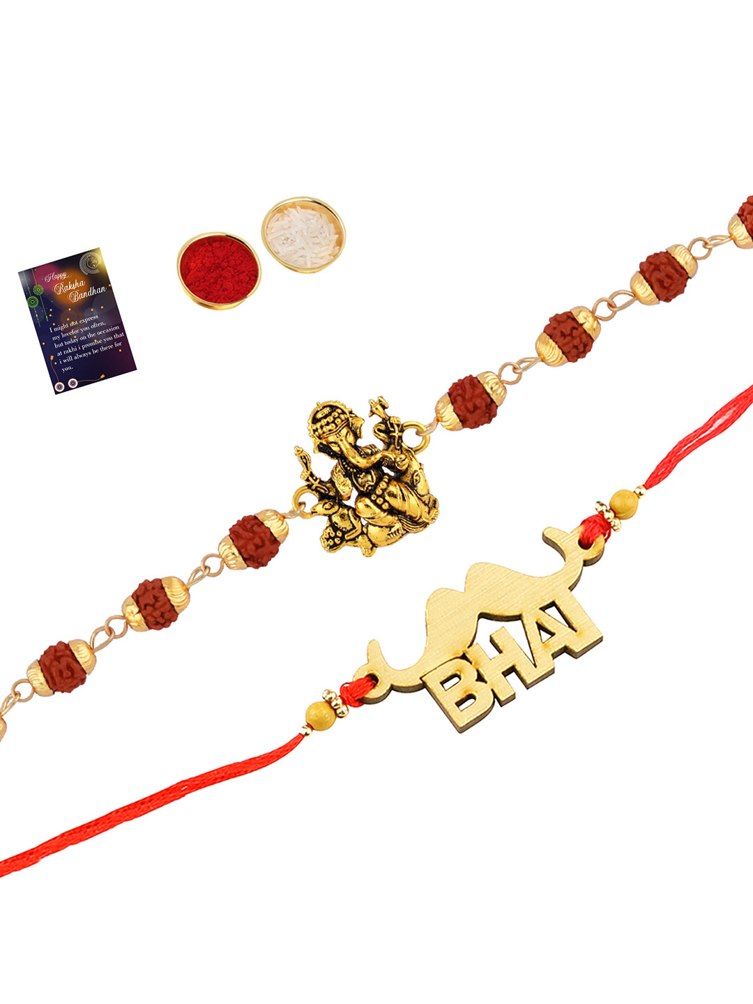 

Silver Shine Multicolored Set of 2 Rakhi Combo, Multi
