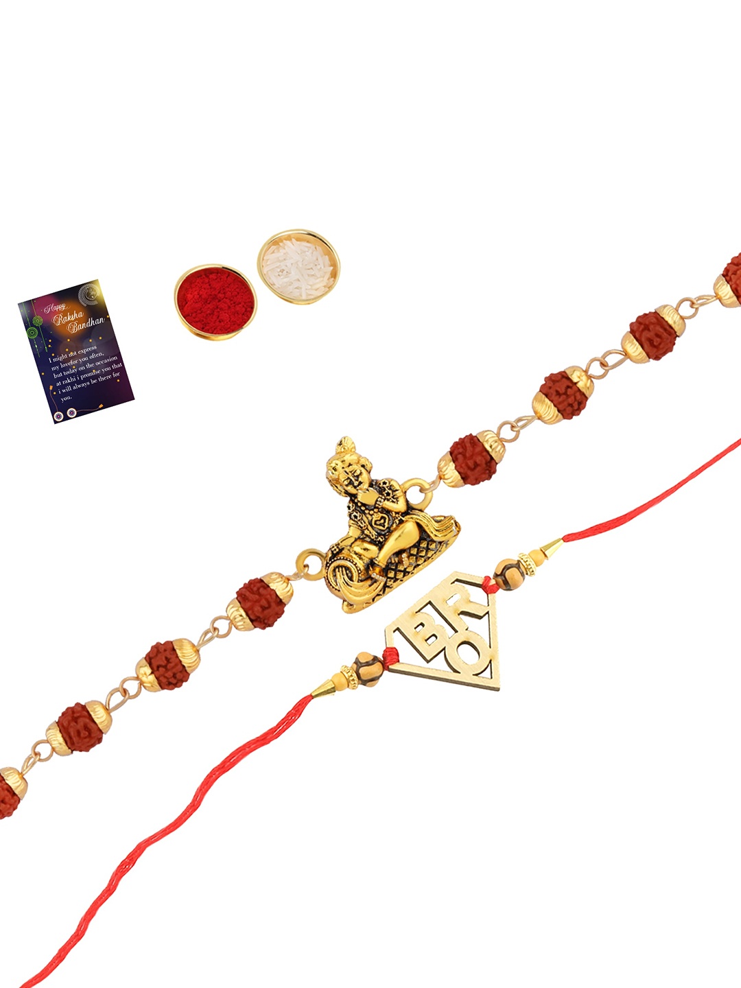 

Silver Shine 2 Rakhi With Roli Chawal Greeting Card, Multi
