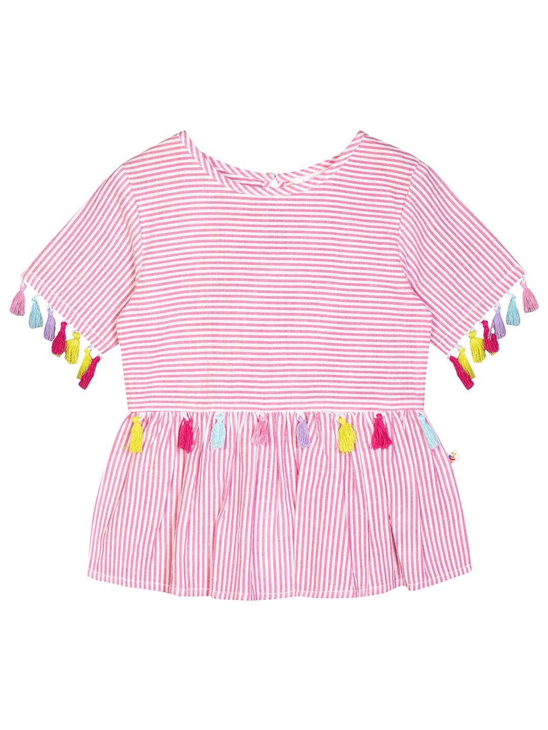 

Budding Bees Pink Striped Peplum Top