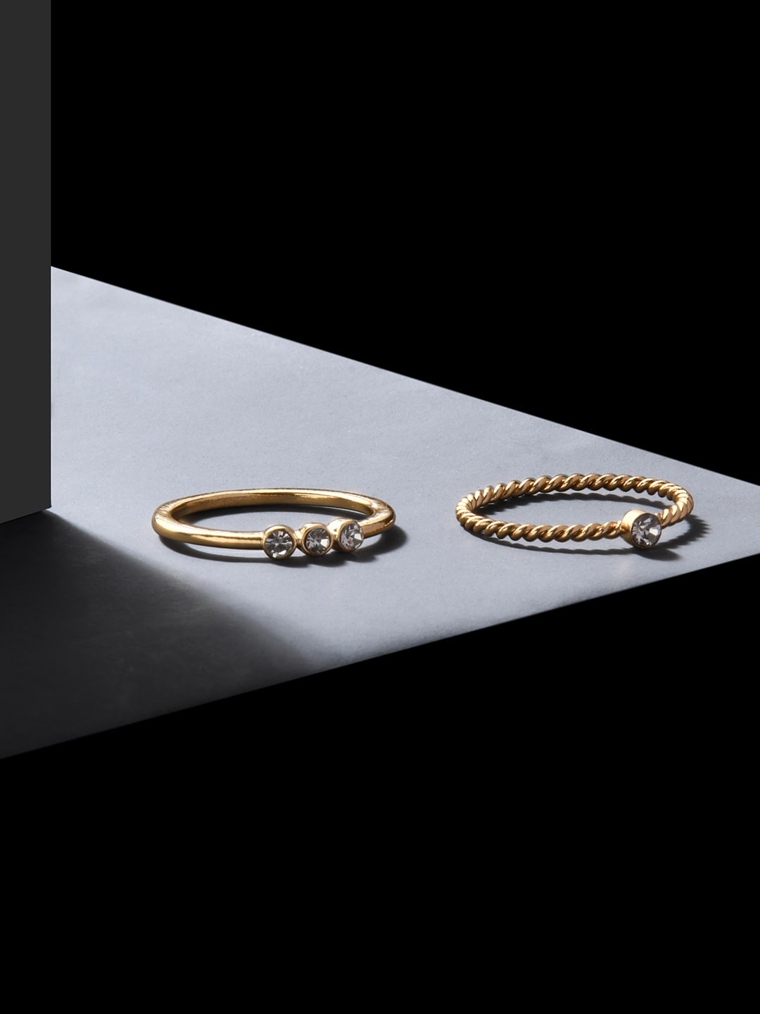 

Accessorize London Women Set Of 2 Gold-Toned Crystal Studded Rings