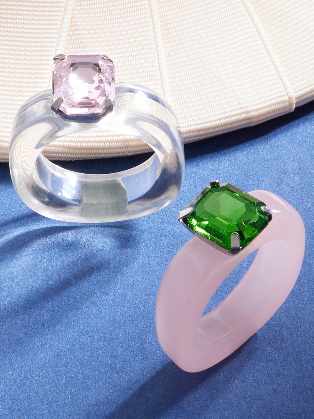

Accessorize London Set of 2 Crystal Rings, Green