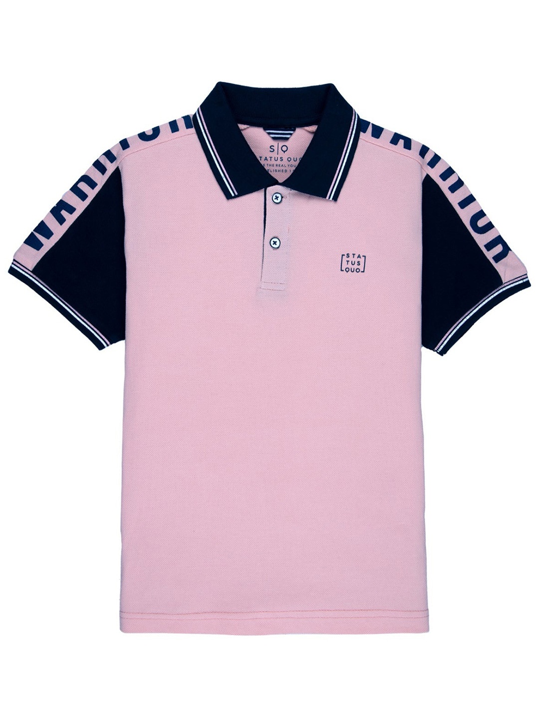 

Status Quo Boys Peach-Coloured Polo Collar Applique T-shirt