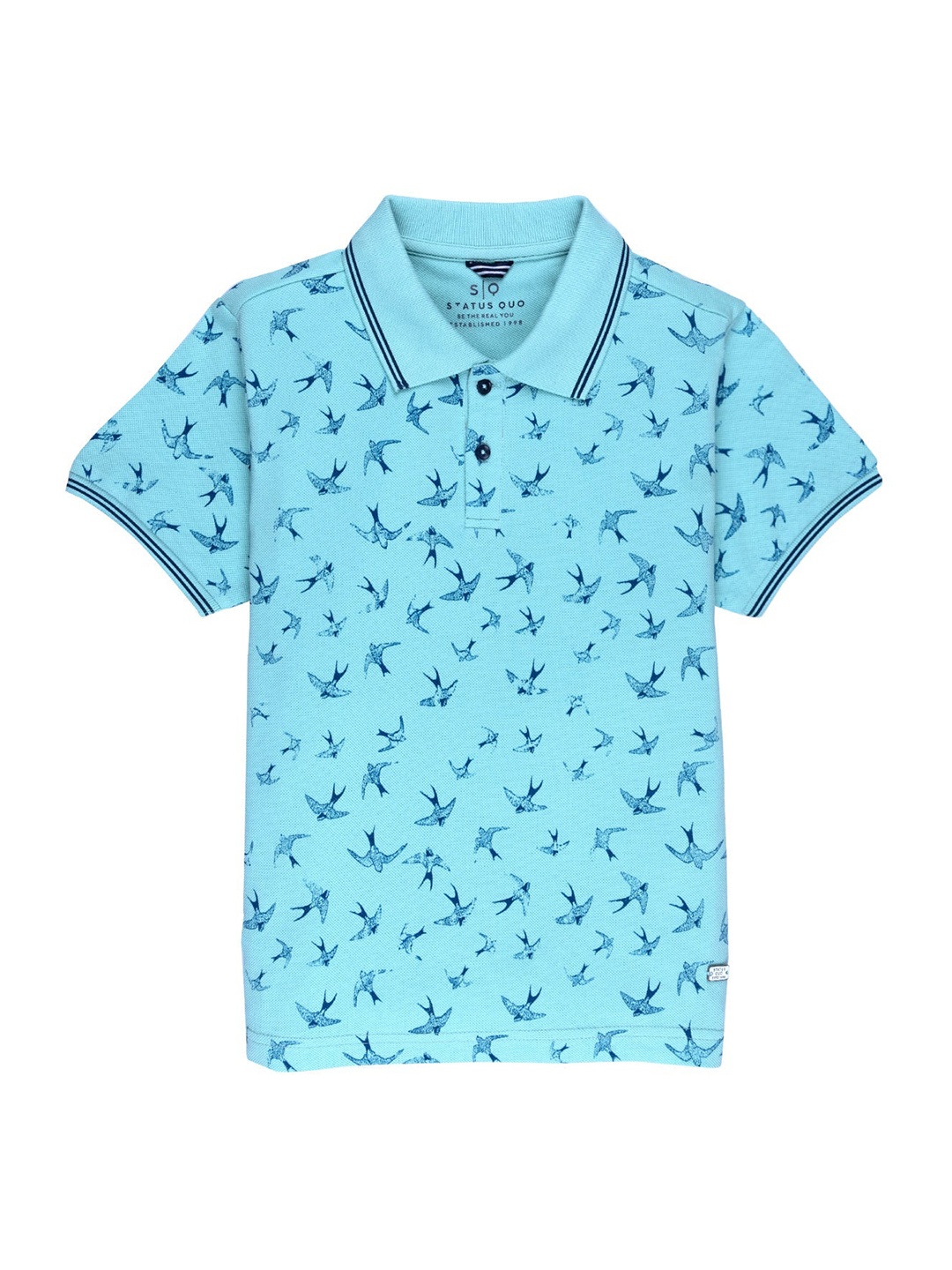 

Status Quo Boys Blue Printed Polo Collar T-shirt
