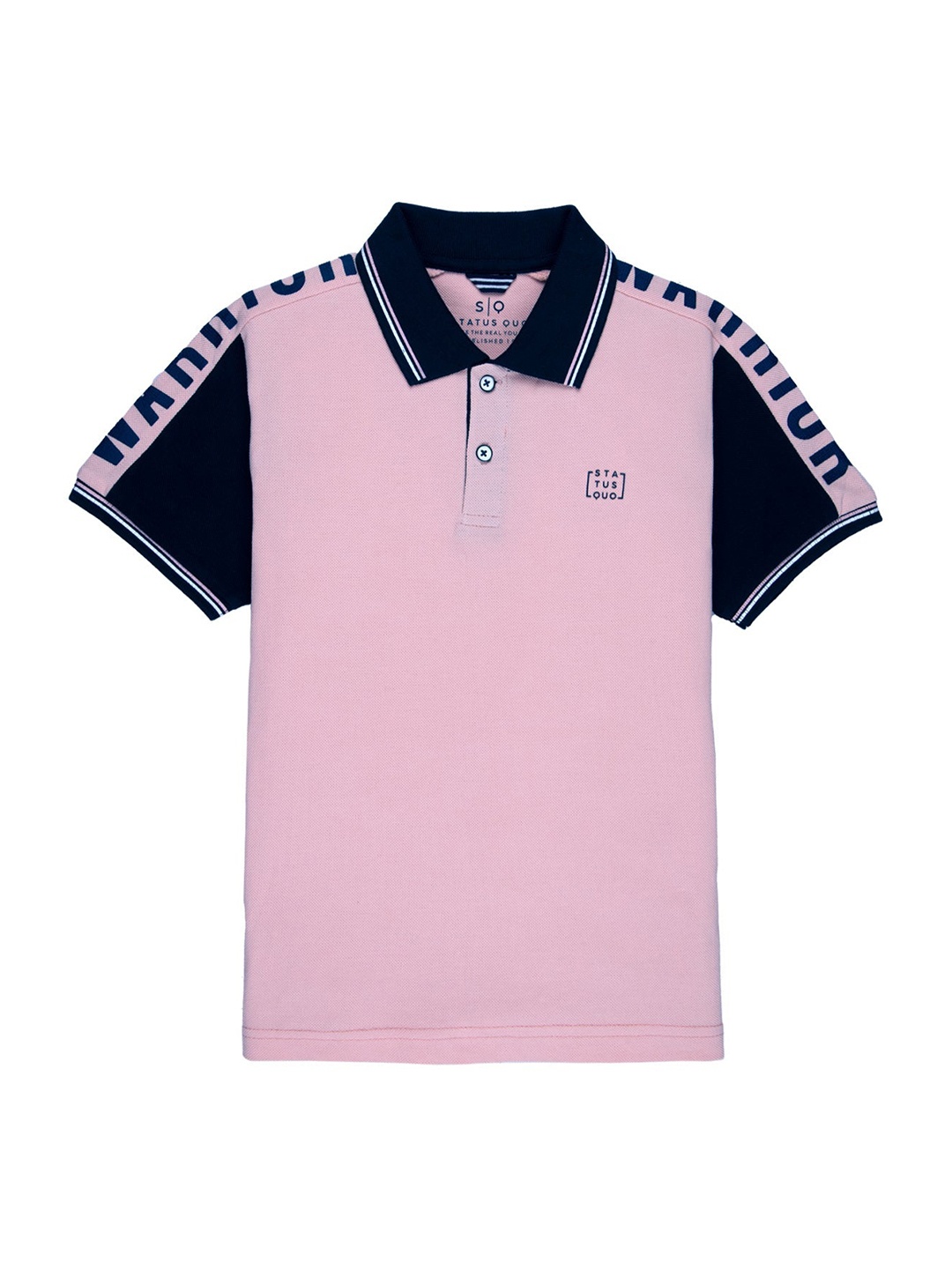 

Status Quo Boys Peach-Coloured Polo Collar Applique T-shirt