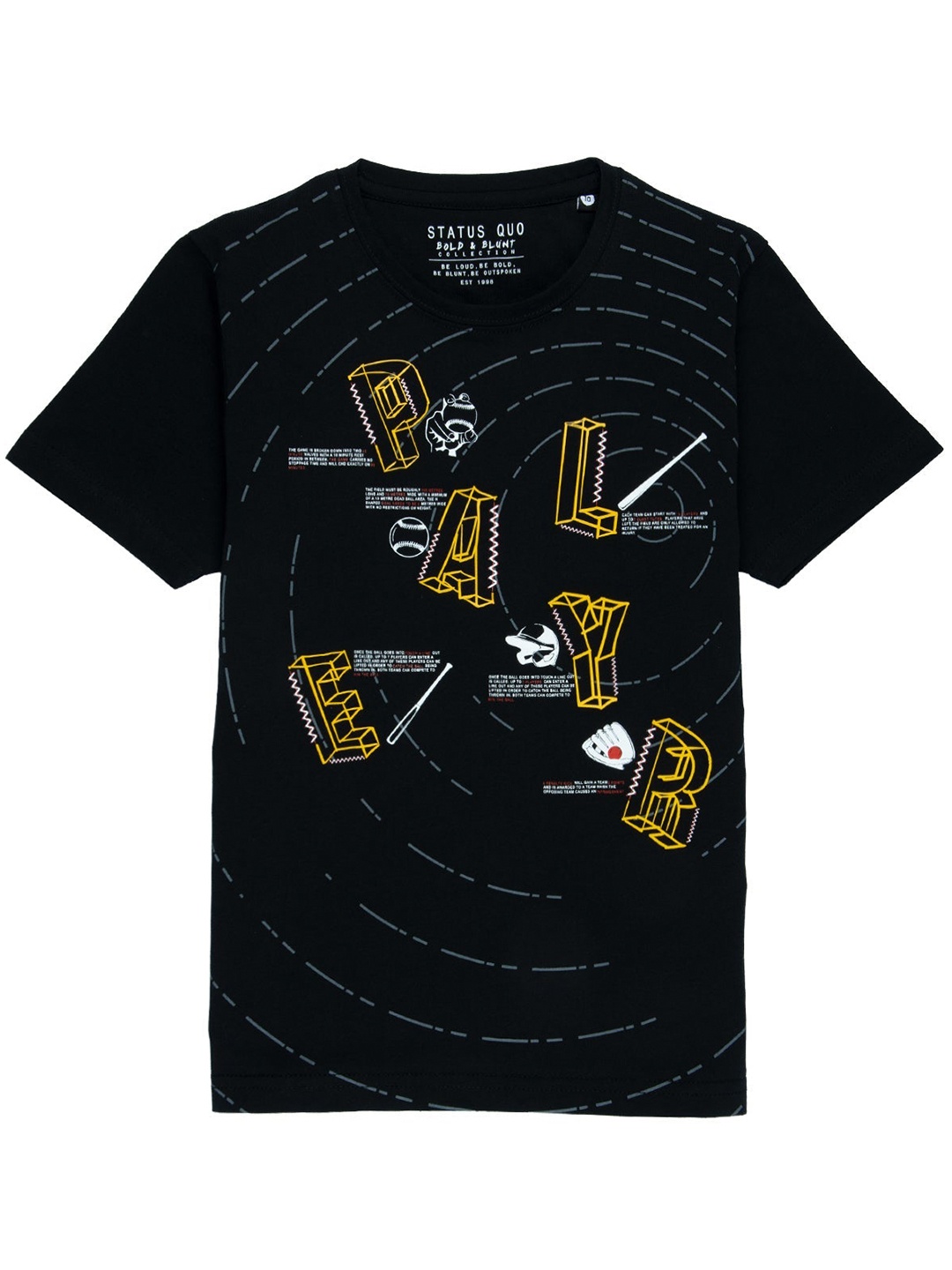 

Status Quo Boys Black Printed V-Neck Raw Edge T-shirt