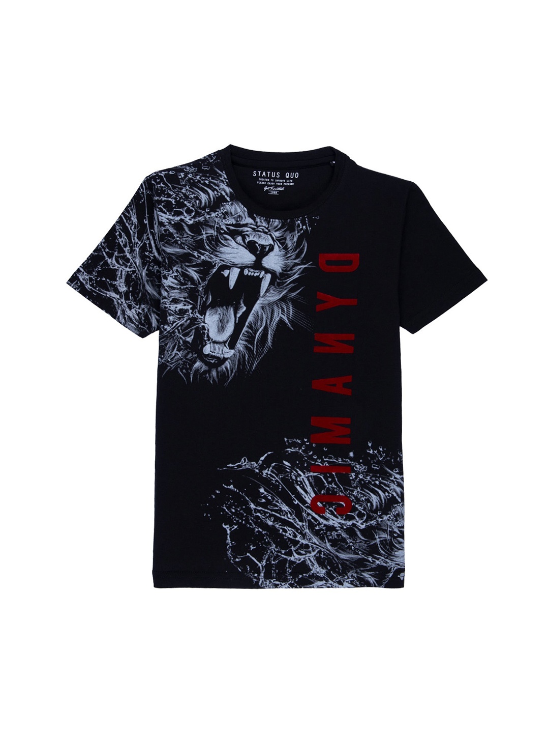 

Status Quo Boys Black Printed V-Neck Applique T-shirt